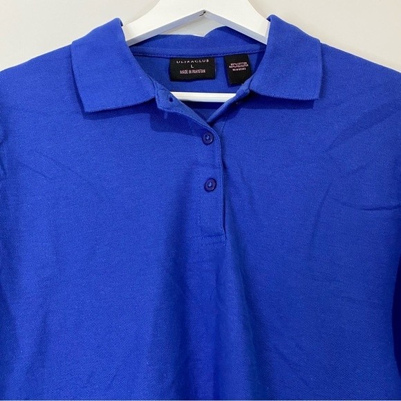 Ultra Club Women’s Button Short Sleeve Polo University Blue Size Large NWT - Picture 2 of 6